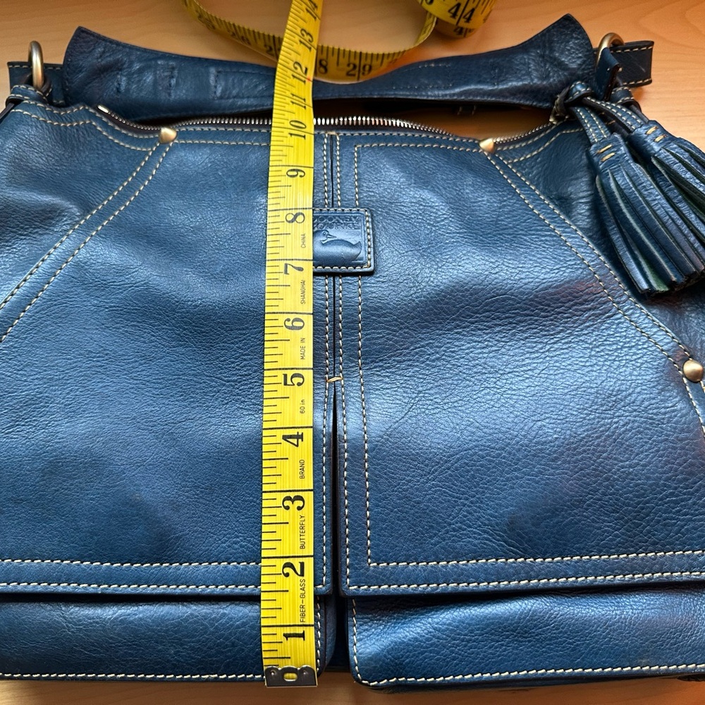 Vintage Dooney & Bourke Ocean Blue Kingston Hobo Leather Shoulder Bag - Picture 8 of 15
